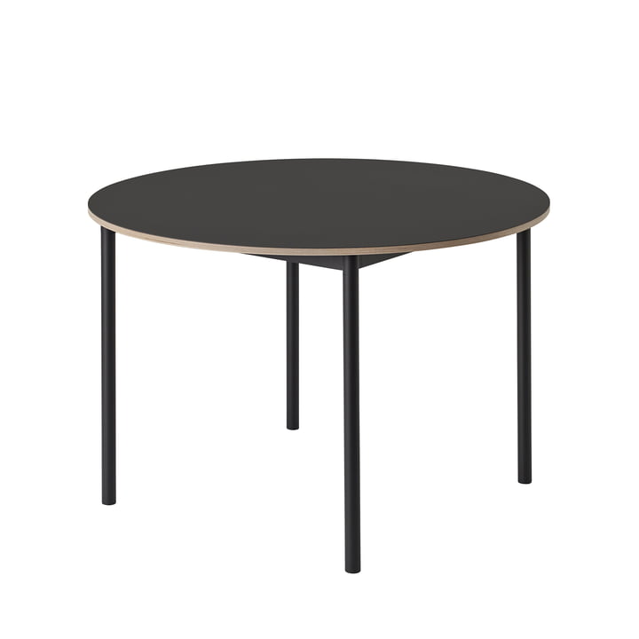 La Base Table Ø 110 cm en noir / bord en contreplaqué de Muuto