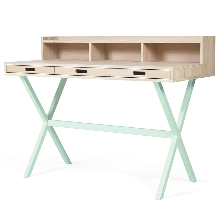 Secrétaire Hyppolite de Hartô en chêne vert pastel (RAL 6019)