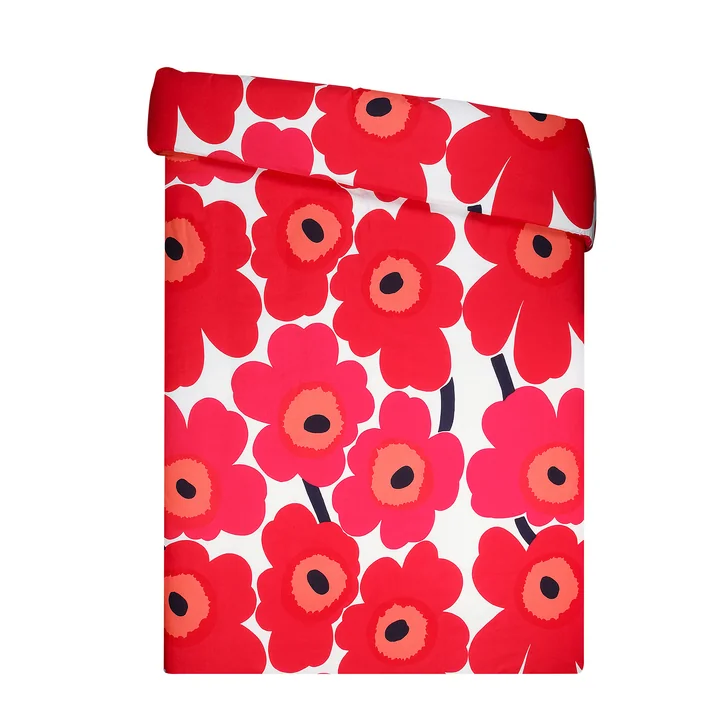 Unikko Housse de couette de Marimekko en rouge / blanc