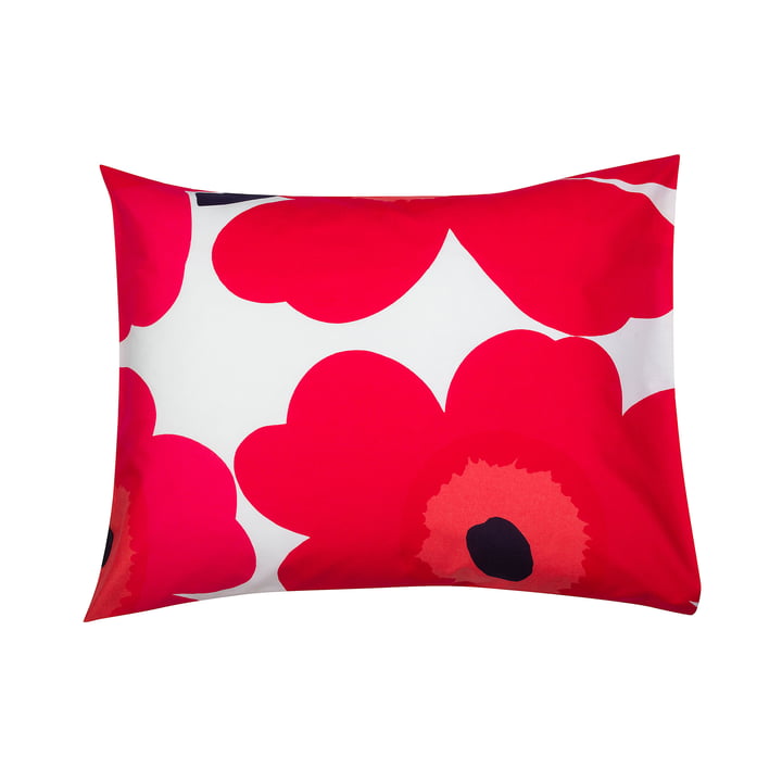 Unikko Taie d'oreiller 65 x 65 cm de Marimekko en rouge / blanc