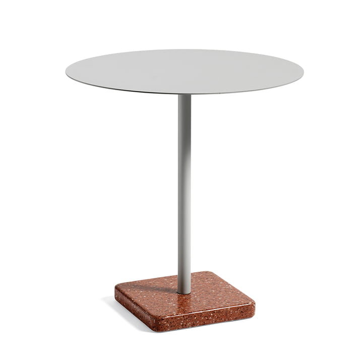 Terrazzo Table ronde Ø 75 cm, gris clair / rouge de Hay