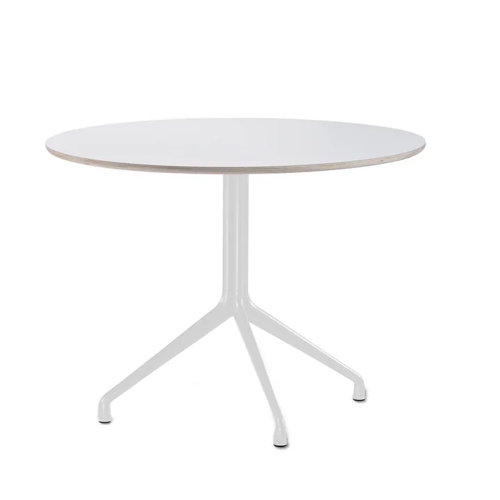 HAY - About A Table manger AAT 20, 3 pieds, Ø110 cm, blanc / blanc (patins en plastique)