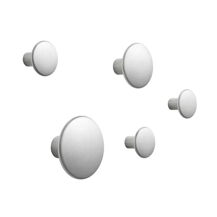 Lot de 5 crochets muraux " The Dots Metal " de Muuto en aluminium