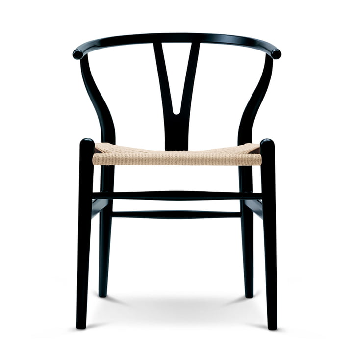 CH24 Wishbone Chair de Carl Hansen en hêtre noir / tressage naturel