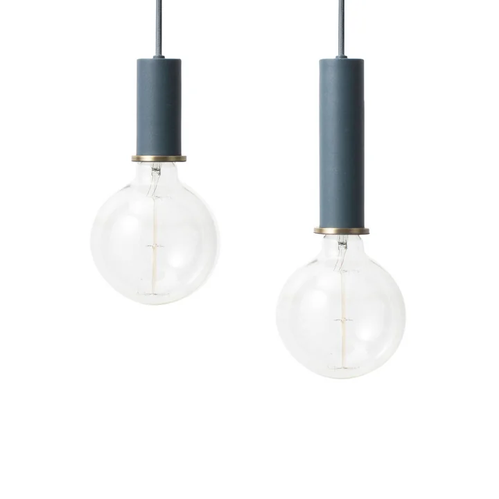 The Ferm Living - Pendentif à douille bas et haut en bleu foncé