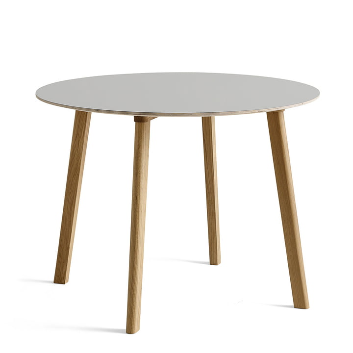 Hay - Table Copenhague CPH Deux 220, Ø 98 cm, chêne vernis avec lino gris clair