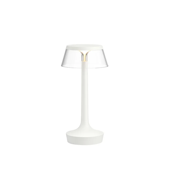 Die Flos - Bon jour Unplugged lampe de table en blanc / couronne transparente