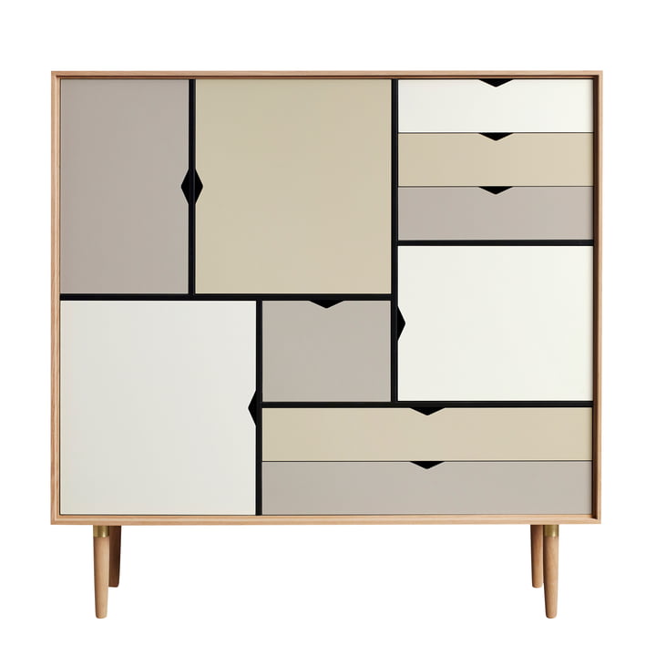 S3 Commode de Andersen Furniture en chêne huilé (façades argent, beige, gris métal)