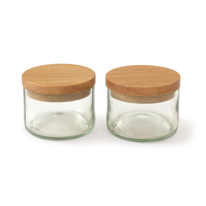 Boîtes à sel & épices (lot de 2) par side by side en chêne / verre