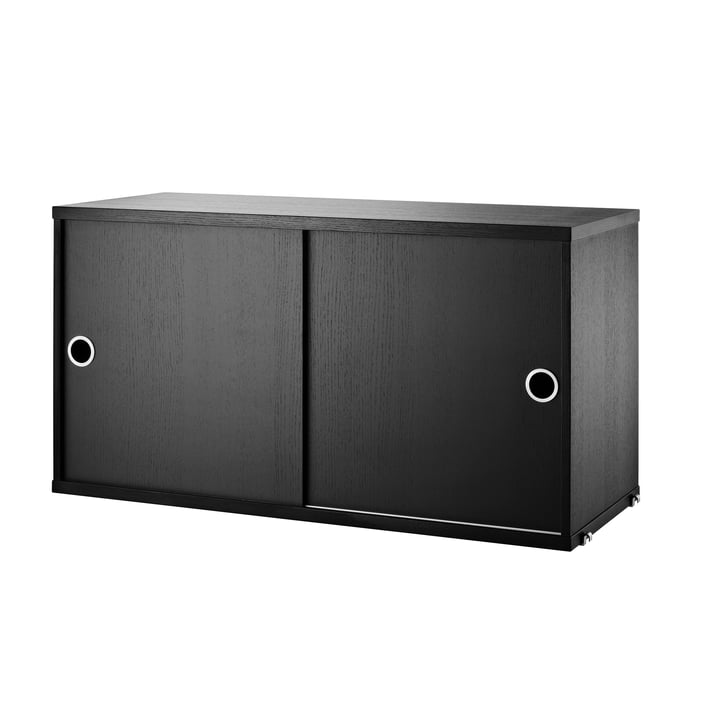 Module d'armoire avec portes coulissantes 78 x 30 cm de String en frêne teinté noir