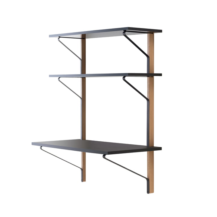 Étagère murale Kaari REB 010 avec bureau 100 cm d’Artek en noir / chêne naturel