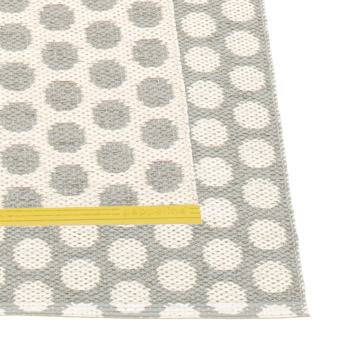 Pappelina - tapis réversible Noa, 70 x 50 cm, gris chaud / vanille / bord moutarde