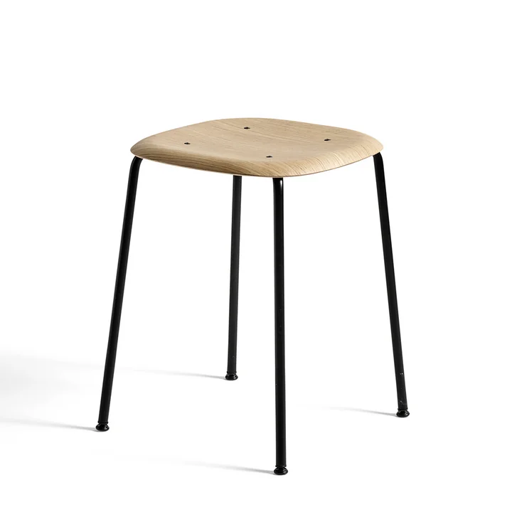 Soft Edge 70 Tabouret de HAY en chêne laqué mat / acier peint par poudrage noir