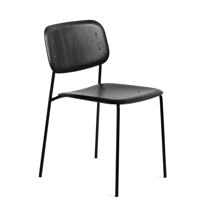 Soft Edge 10 Chaise de Hay en chêne teinté noir / acier peint par poudrage noir