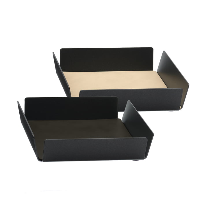 Tray Square Mini par LindDNA en anthracite et double nuage brun / Nupo Sand