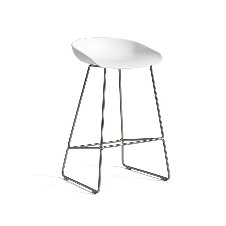 Hay - About A Stool AAS 38 Tabouret de bar, H 76, inox / blanc