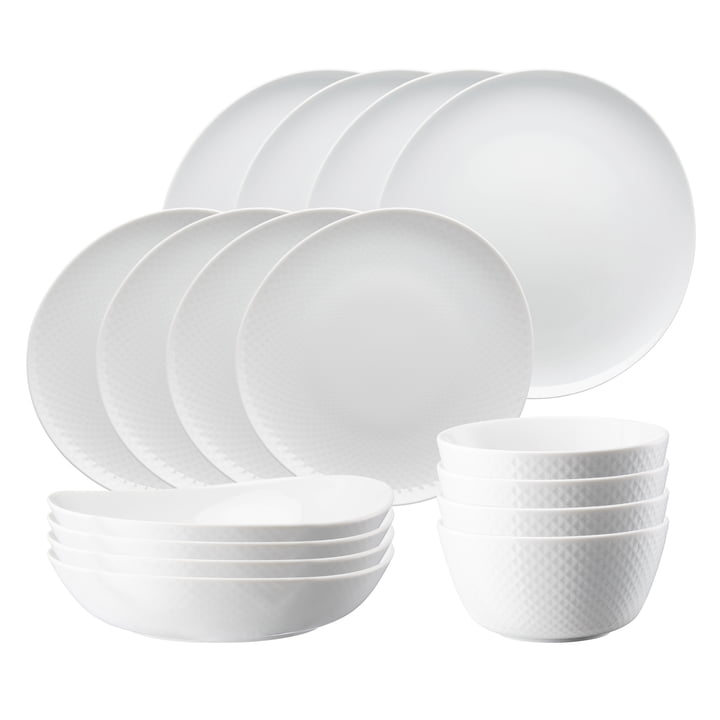 Junto Service de table en porcelaine de Rosenthal en blanc (16 pièces)