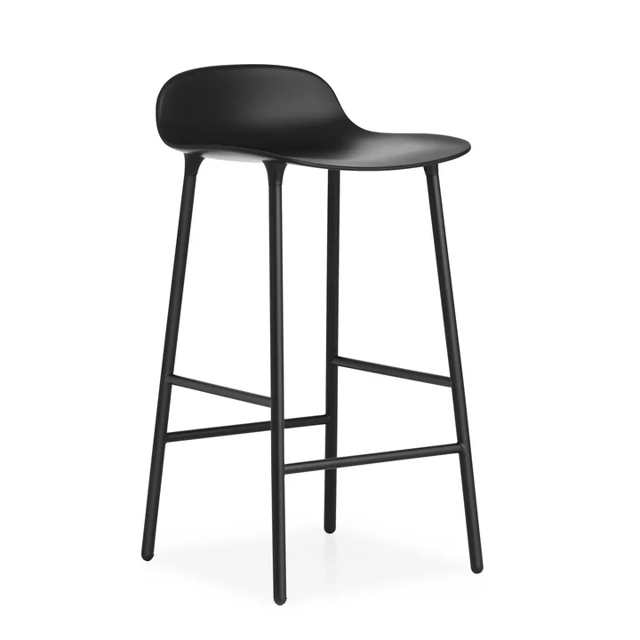Tabouret de bar Form (65 cm) de Normann Copenhagen en noir avec structure en acier