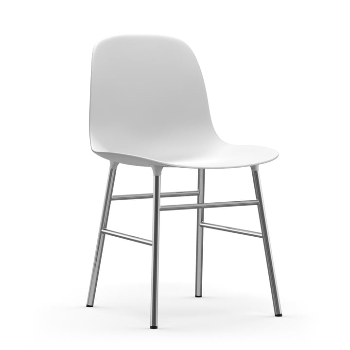 Chaise de forme (chrome) de Normann Copenhagen en blanc