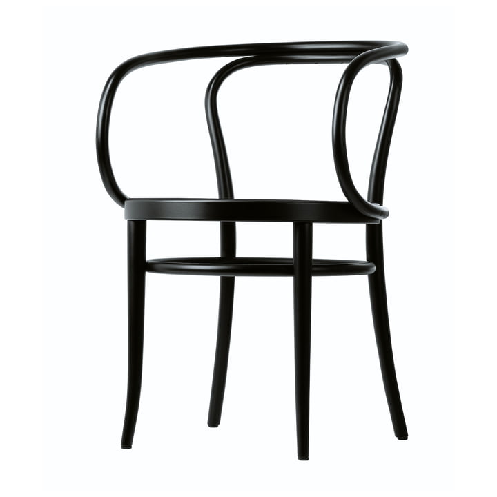 209 Chaise en bois courbé de Thonet en hêtre teinté noir (TP 29) avec cannage