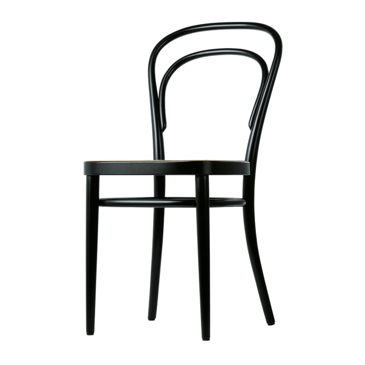 214 Chaise en bois courbé avec cannage de Thonet en hêtre teinté noir (TP 29)