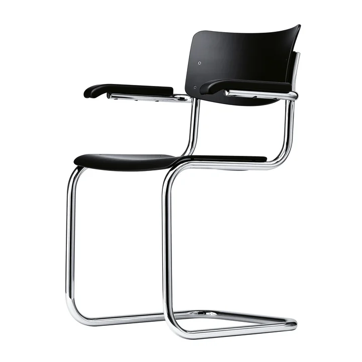 Chaise S 43 F par Thonet en chrome / hêtre teinté noir (TP 29)