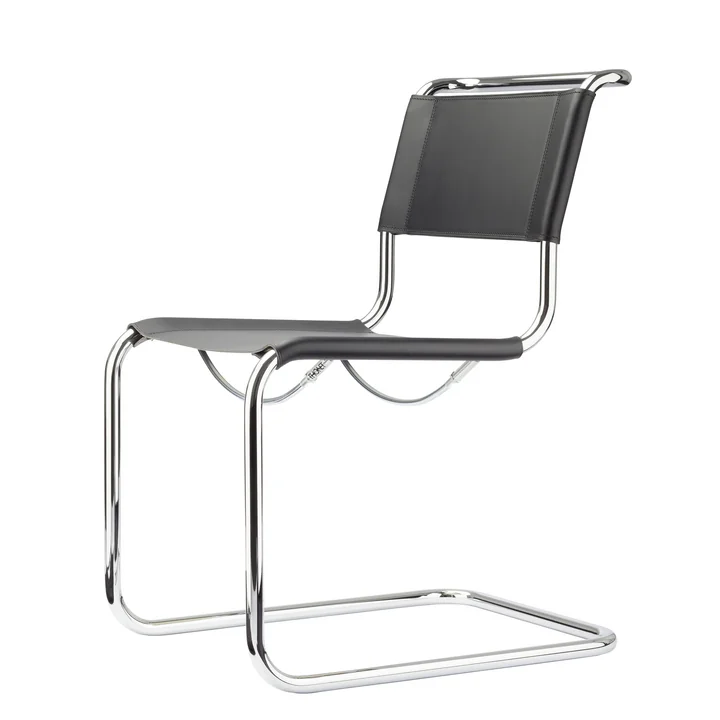 S 33 Chaise de Thonet en chrome / cuir de base noir