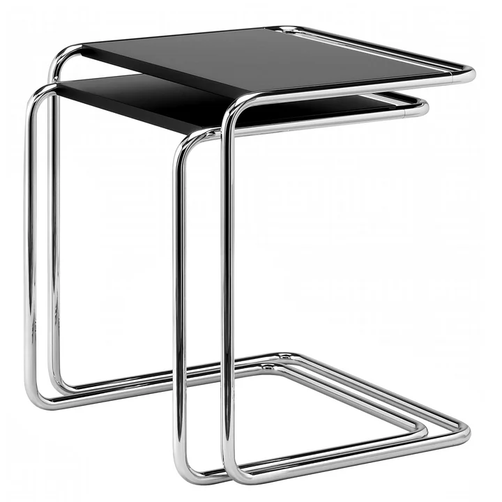 B 97 Set de table d'ensemble de Thonet en chrome / laque de finition noir profond (RAL 9005)