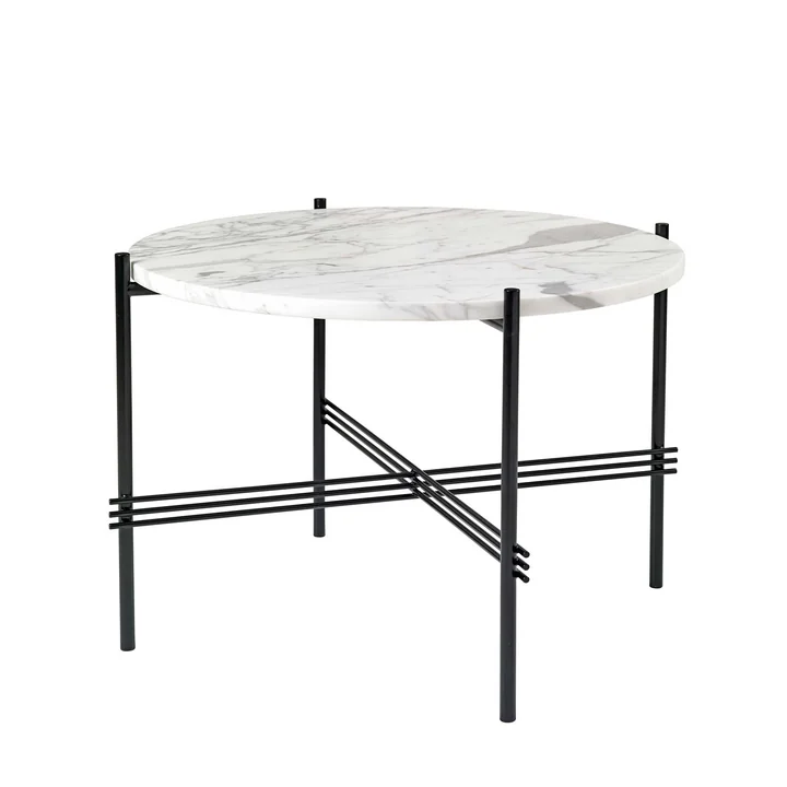 TS Table basse Ø 55 cm de Gubi en noir / marbre blanc