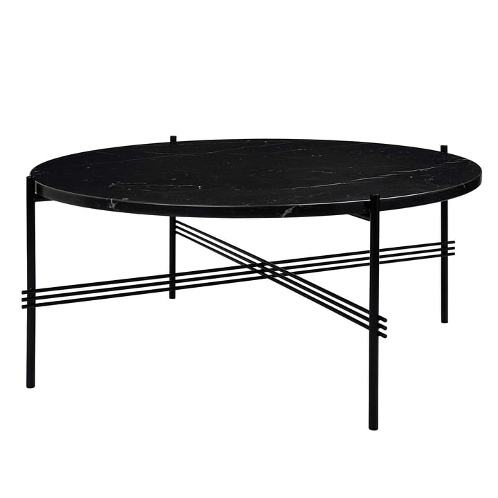 TS Table basse Ø 80 cm de Gubi en noir / marbre noir