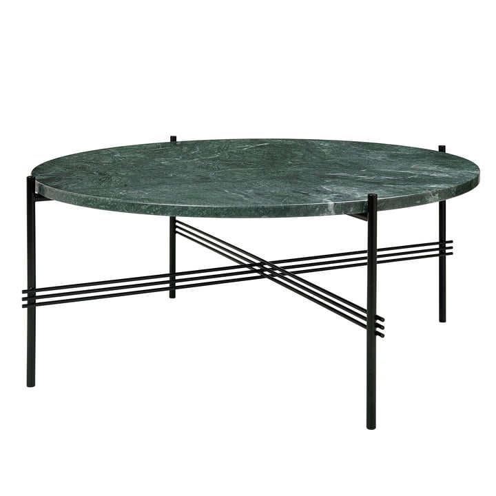 TS Table basse Ø 80 cm de Gubi en noir / marbre vert