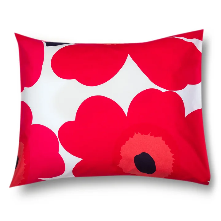 Unikko Taie d'oreiller 80 x 80 cm de Marimekko en rouge / blanc