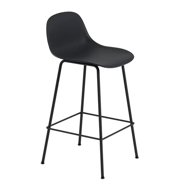 Tabouret Fibre avec dossier / structure en métal H 65 par Muuto en noir