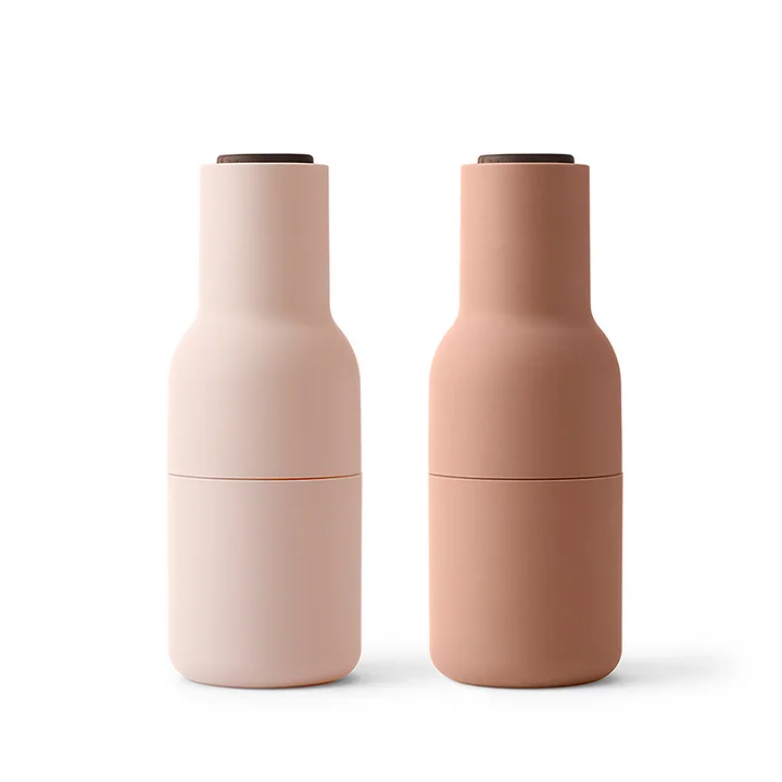 Audo - Bottle Set de moulins à sel et à poivre, nudes (couvercle en bois de noyer)