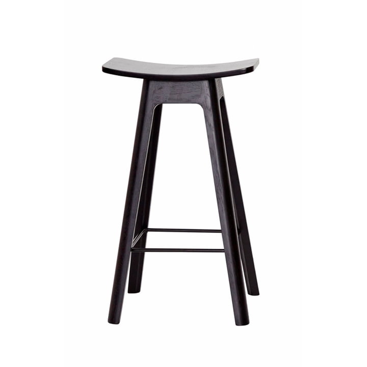 Andersen Furniture - le tabouret de bar HC1 H 67 cm, piètement noir / assise plaquée noire / repose-pied noir