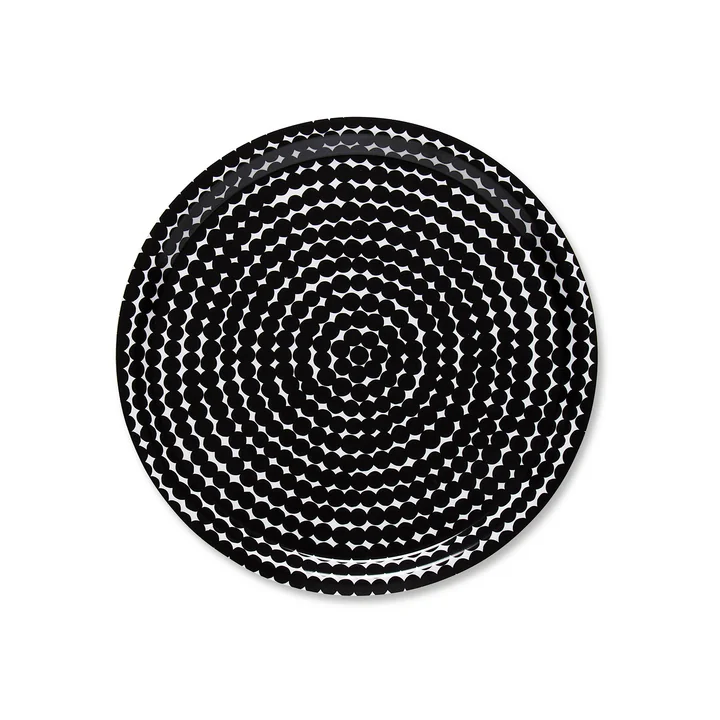 Marimekko - le plateau Räsymatto rond Ø 31 cm en noir / blanc