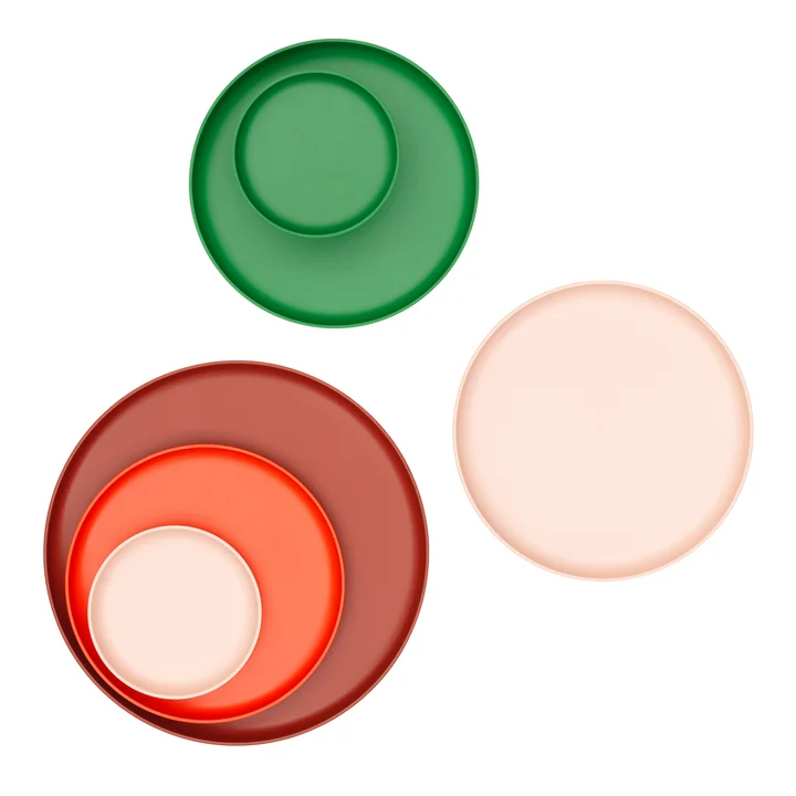 Les Trays de Vitra, rouge et vert (lot de 3)