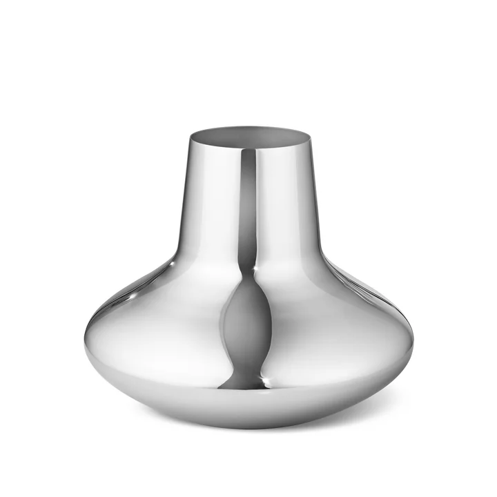 Le vase moyen Henning Koppel de Georg Jensen en acier inoxydable poli