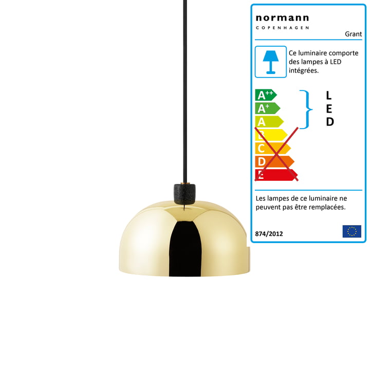 Normann Copenhagen - suspension lumineuse Grant, Ø 23 cm, laiton