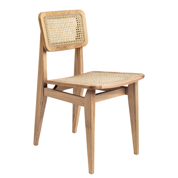 Gubi - Chaise C Dining Chair, All French Cane, chêne huilé