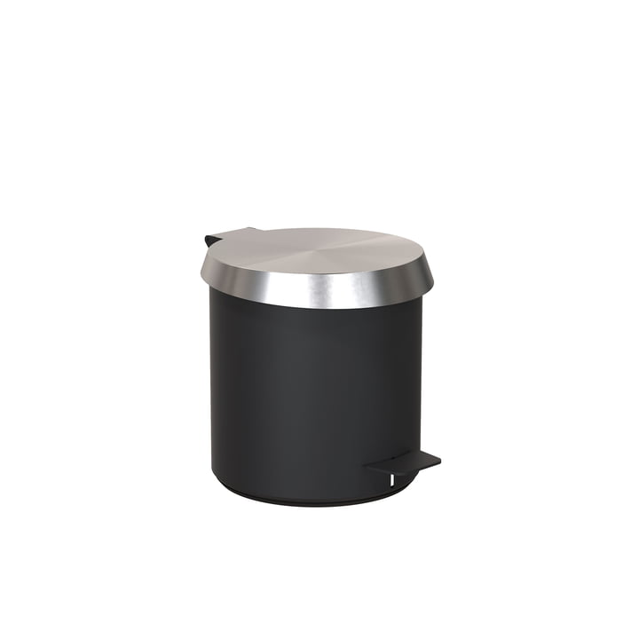Poubelle à pédale 250 en noir / acier inoxydable brossé par Frost
