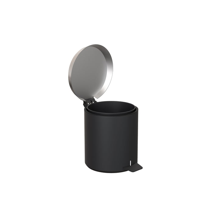 Poubelle à pédale 250 en noir / acier inoxydable brossé par Frost