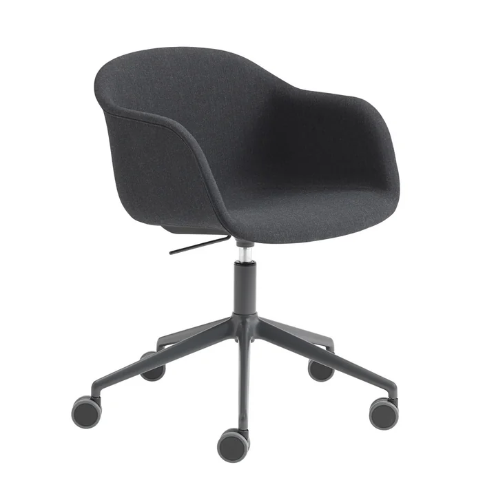 Fauteuil de bureau en fibre Swivel Base de Muuto en aluminium noir / gris foncé (Remix 183)