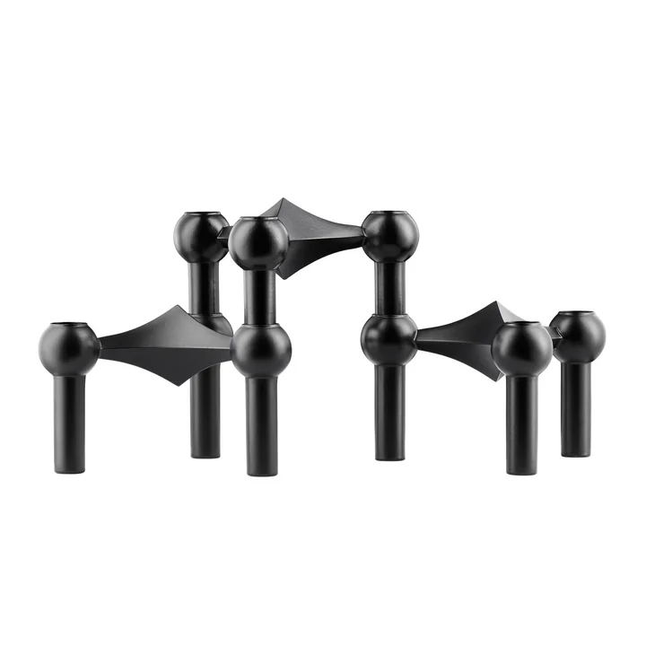 Porte-bougies, set de 3 de Stoff Nagel en noir