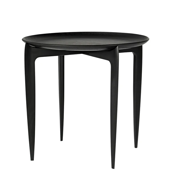 Plateau rond Table d'appoint en noir de Fritz Hansen 45 cm de haut