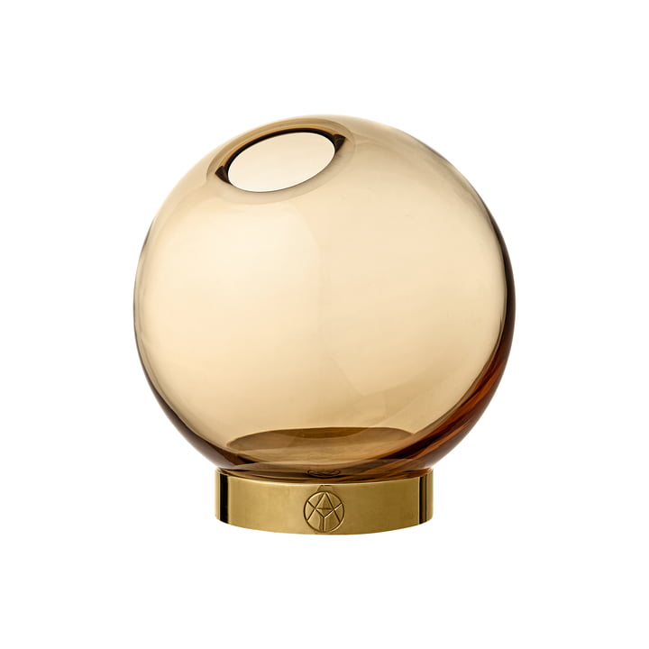 Globe Vase mini, Ø 10 x H 10 cm en ambre / or de AYTM