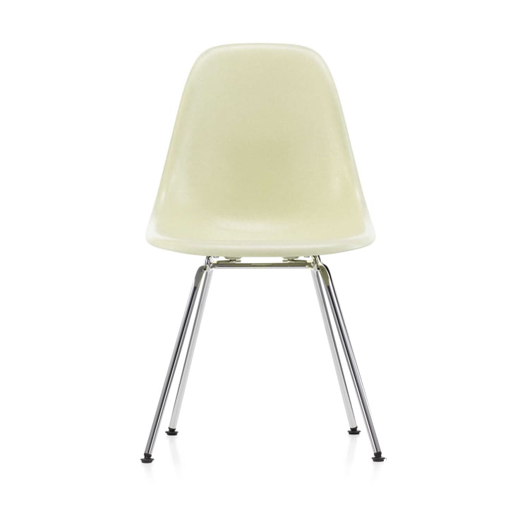Eames Fiberglass Side Chair DSX by Vitra en chrome / Parchemin Eames