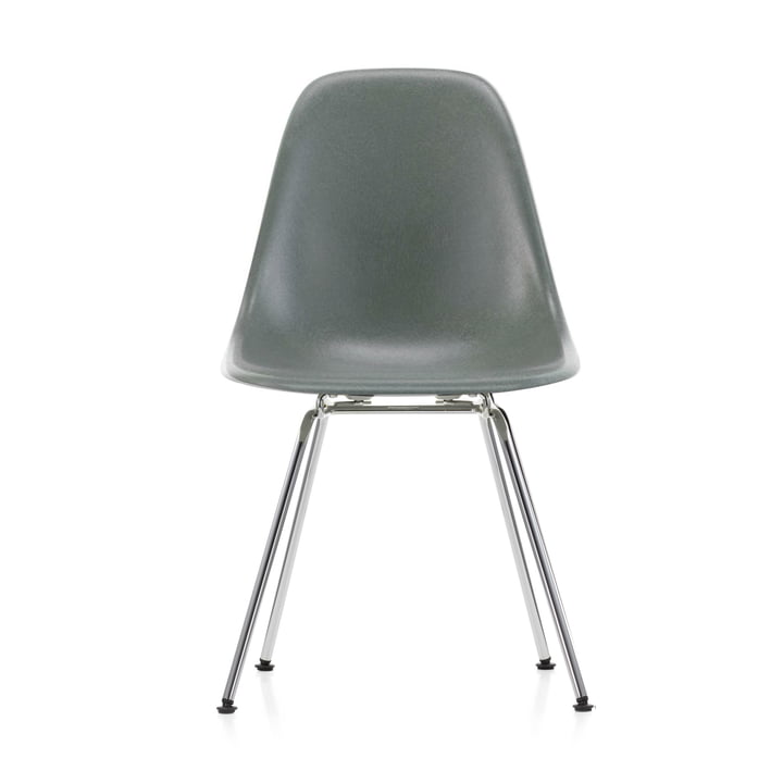 Eames Fiberglass Side Chair DSX by Vitra en chromé / Eames sea foam vert
