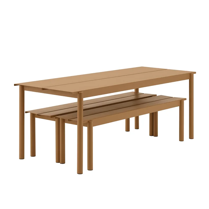 Linear Steel Banc et table en orange brûlé de Muuto