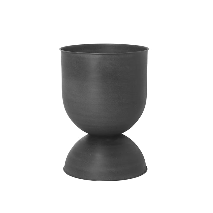 Pot de fleurs moyen sablier, Ø 41 x H 59 cm en noir / gris foncé par ferm Living